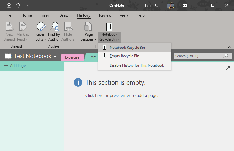 Empty the OneNote Recycle Bin