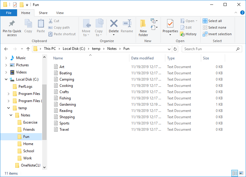 OneNote import directory of text files